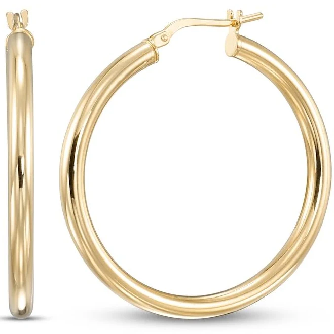 24K Yellow Gold Vermeil Sterling Silver Hoop Earrings