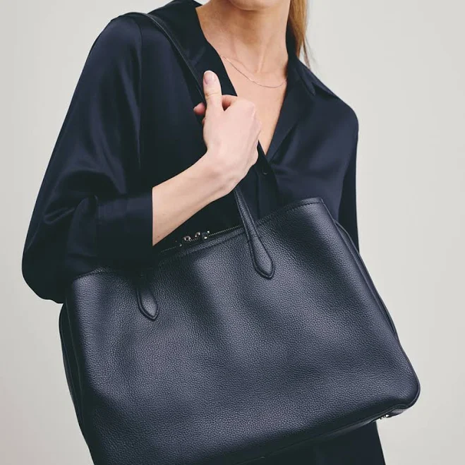 Quince Women's Italian Leather Triple Compartment Work Tote