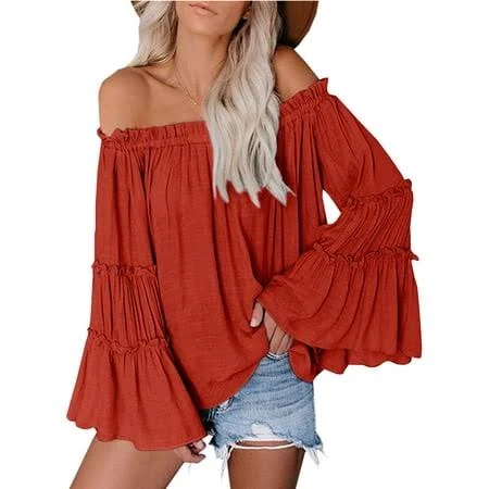 Women's Off The Shoulder Bell Sleeve Blouse