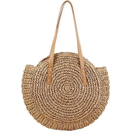 Gerrit Women's Round Corn Straw Handmade Woven Tote Bag