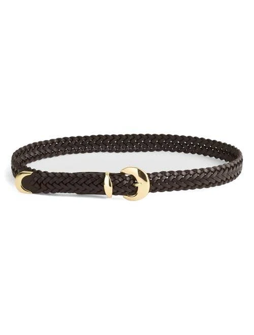 Madewell Women's Lucie Domed Buckle Woven Leather Belt
