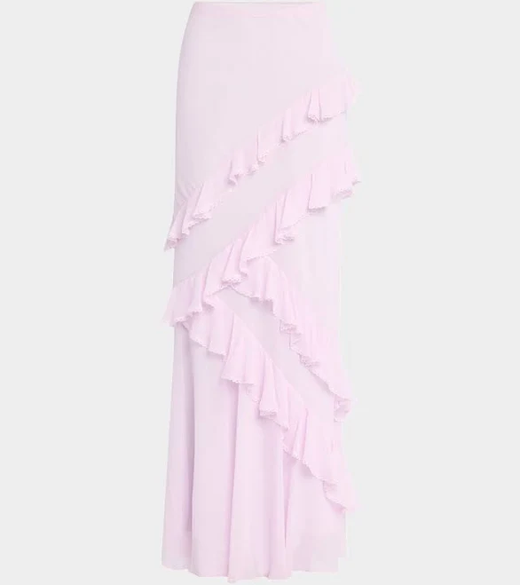 Mitnessa Asymmetric Ruffle Maxi Skirt 