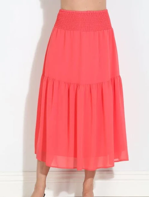 Chiffon Ruffle Midi Skirt