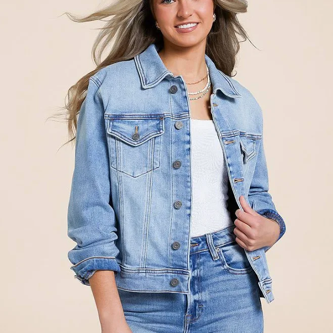 Hidden Cotton Denim Stretch Jacket