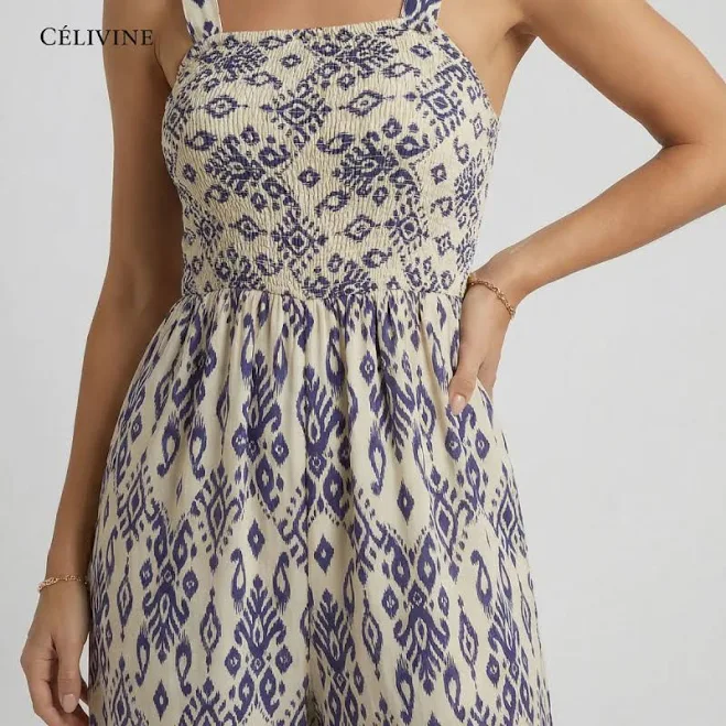 Célivine Women's Bohemian Print Wide Leg Jumpsuit