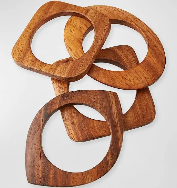 Kenneth Jay Lane Women's Geometric Wood Bangle Set