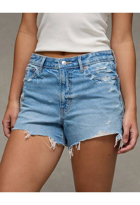 AE Strigid Women's Super High-Waisted Relaxed Denim Shorts