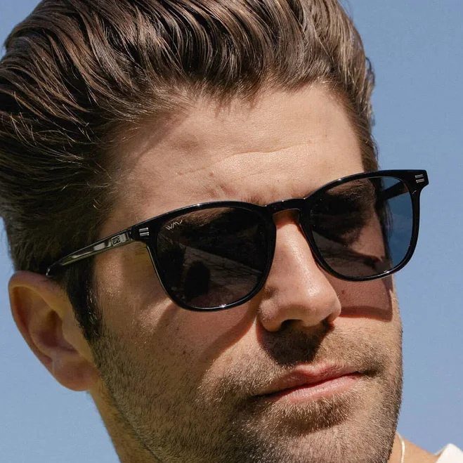 Nick - Square Polarized Sunglasses Crystal Cadet Grey / Black Lens