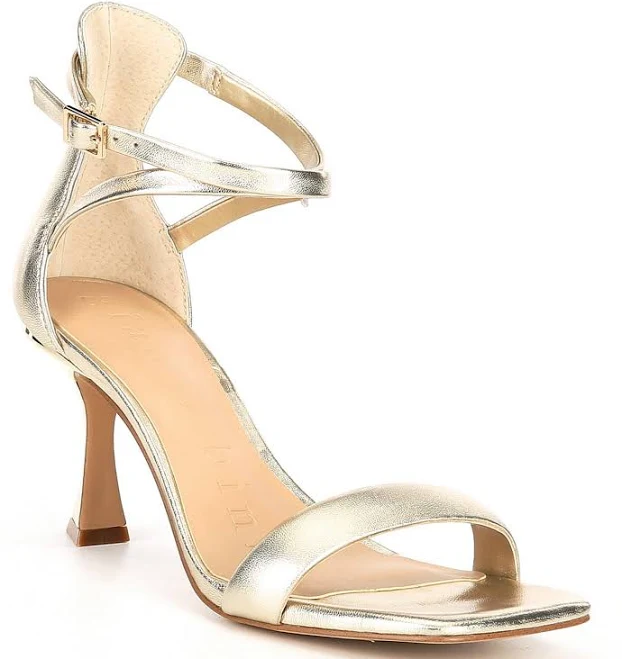 Gianni Bini Layney Metallic Leather Square Toe Strappy Dress Sandals