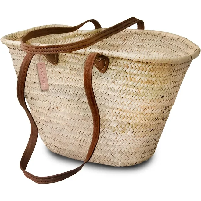 Straw Leather Tote Bag