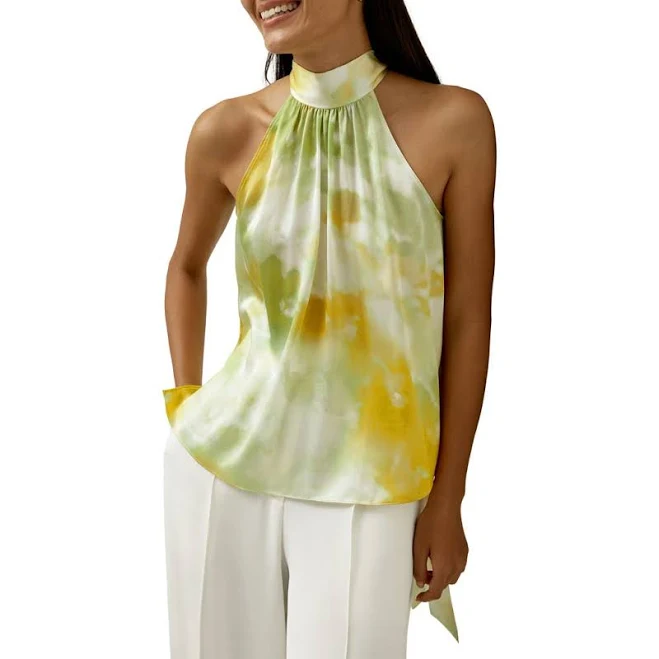 Lilysilk Women's Print Silk Halter Neck Top