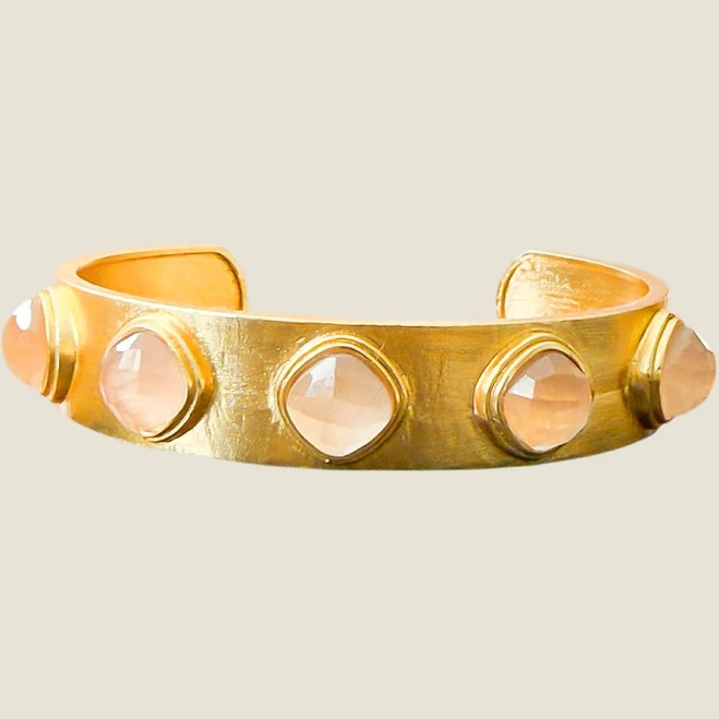 Gemara Bangle – Gemstone Stacking Bangle in Gold Plated Brass