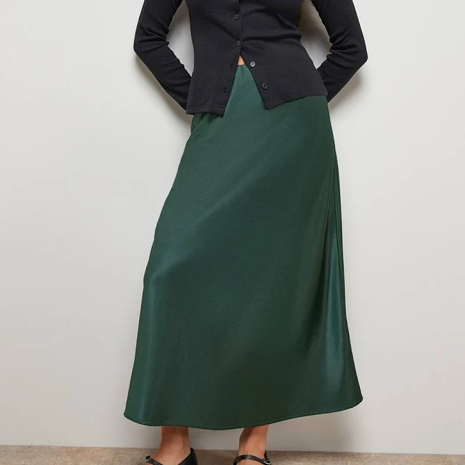 Oasis Women's Petite Satin Bias Cut Midi Skirt