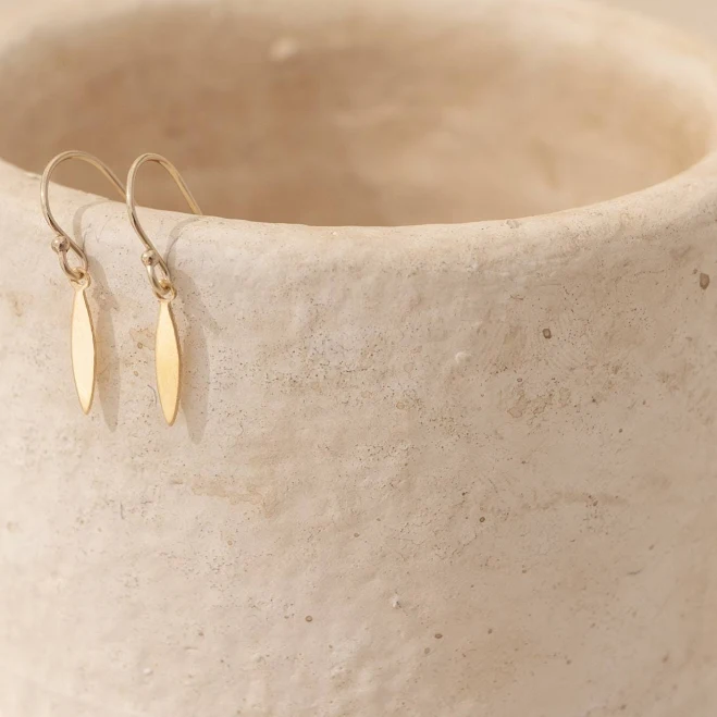 14K Gold Filled Skinny Marquise Drop Earrings