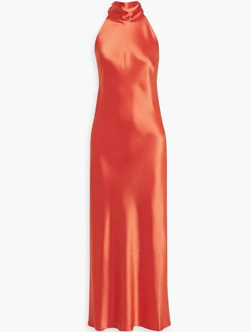 Galvan Sienna Tieback Satin Midi Dress