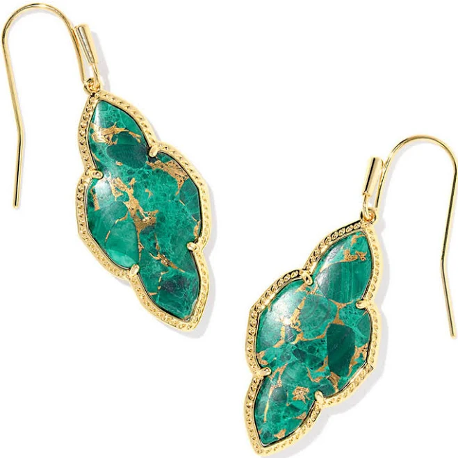 Kendra Scott Abbie 14k Gold-Plated Malachite Drop Earrings