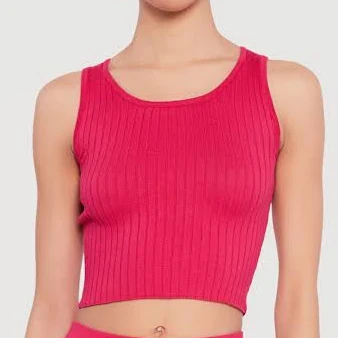 Daisy Ribbed Knit Cropped Tank Top