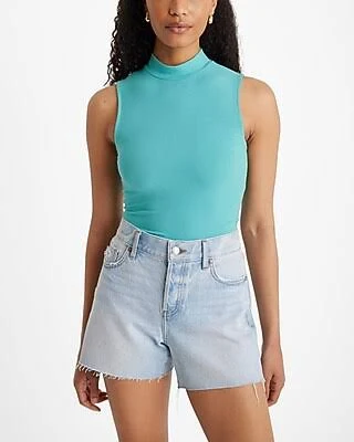 Express Women's Essential Fitted Ribbed Mock Neck Sleeveless Tank Top