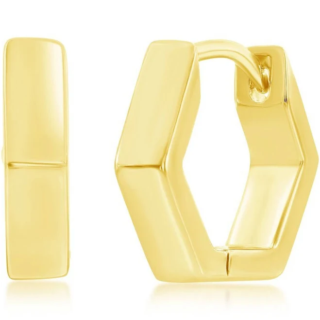 Geometric Gold Hug Hoop Earrings