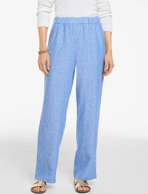 Women's Talbots Washed Linen Wide Pull-On Pants