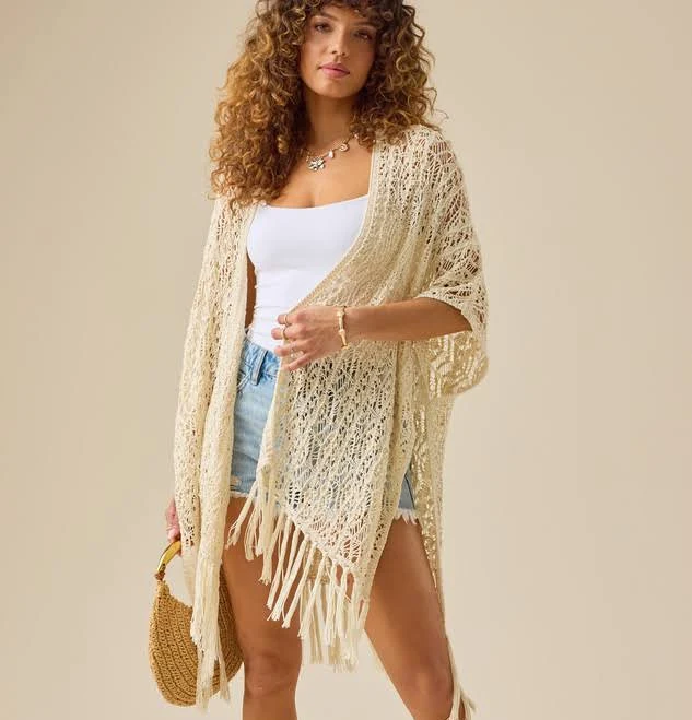 Altar'd State Alessia Crochet Fringe Kimono