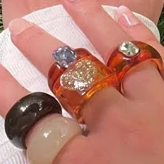 10pcs Chunky Resin Rings