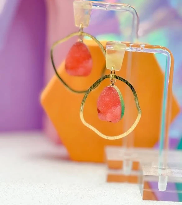 Acrylic Resin Stone Dangle and Drop Earrings