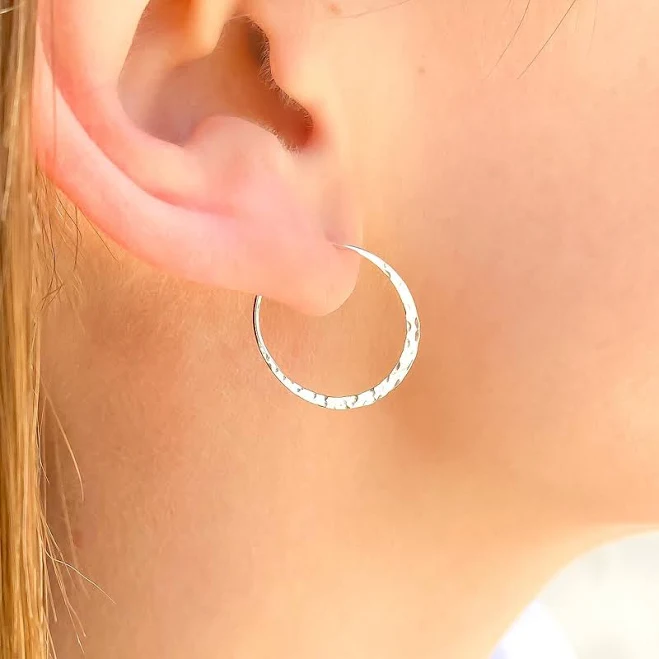 Hammered Sterling Silver Huggie Hoops