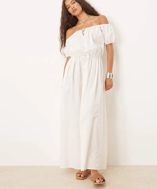 ASOS Off The Shoulder Waisted Maxi Dress
