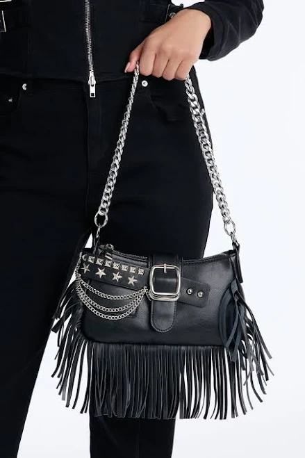 Fashion Nova Stud It Out Faux Leather Shoulder Bag