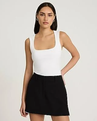 Express Women's Bodycon Light Compression Stretch Cotton Square Neck Tank Top