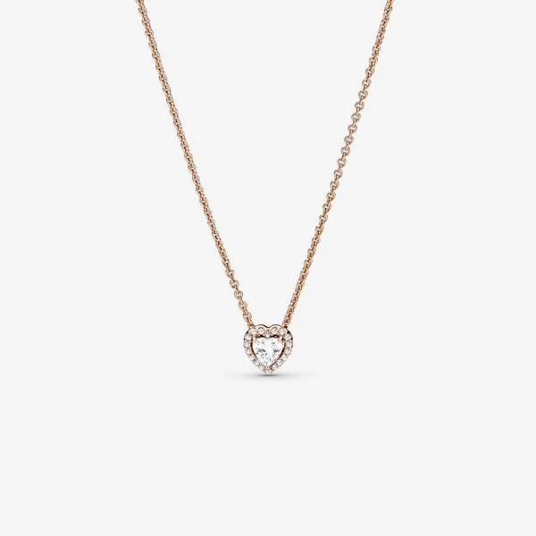 Pandora Sparkling Heart Rose Gold Pendant Necklace