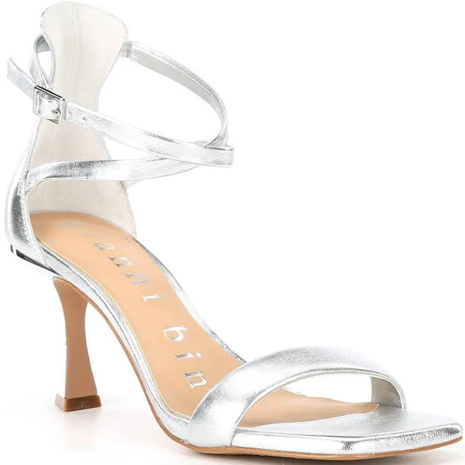 Gianni Bini Layney Metallic Leather Square Toe Strappy Dress Sandals