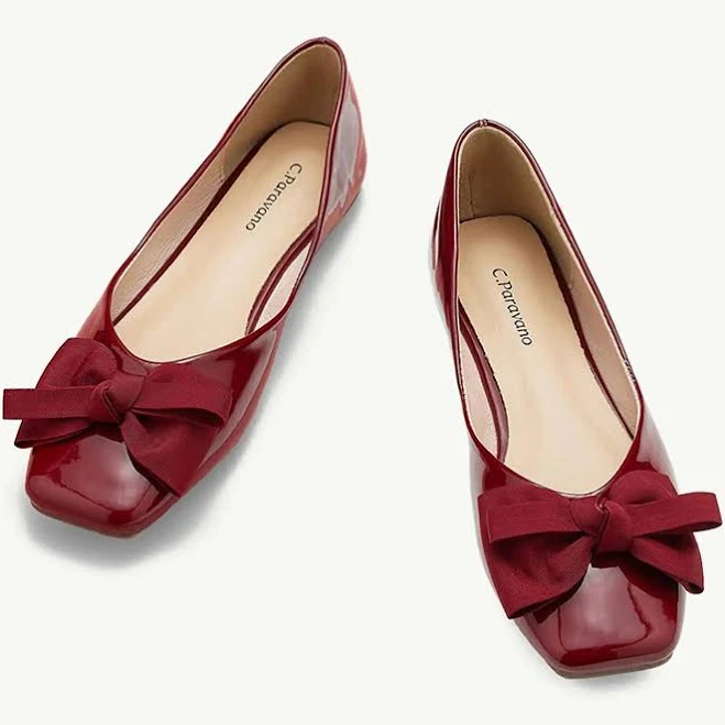 C.Paravano Eva Patent Bow Ballerina Flats