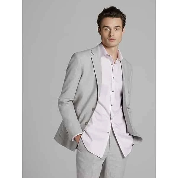 JOE Joseph Abboud Slim Fit Linen Blend Suit Jacket in Light Gray – Men’s Lightweight Blazer, Size 40 Long