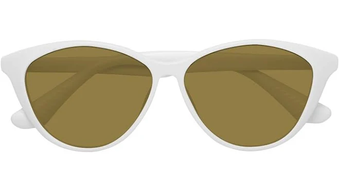 Milky White Retro-Vintage Low Bridge Fit Cat-Eye Polarized Sunglasses with Brown Sunwear Lenses - Casualness