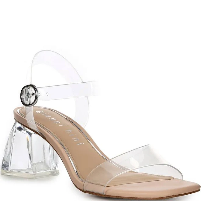 Gianni Bini Alivia Two Vinyl Block Heel Sandals