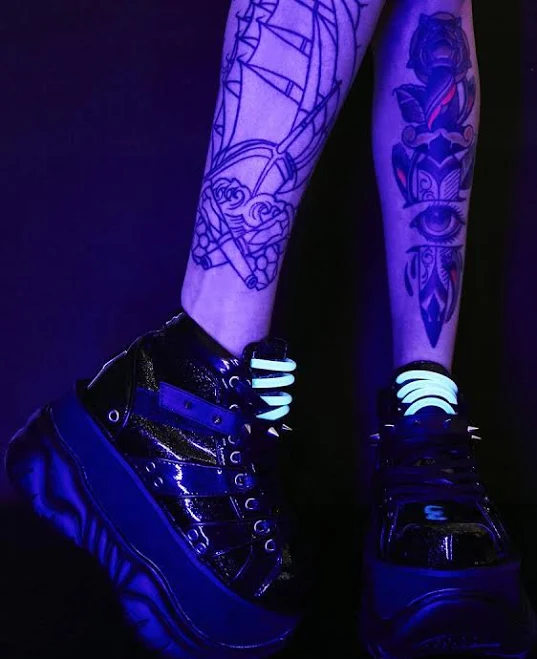 Demonia Machina UV Reactive Platform Sneakers - BLACK / M9/W11