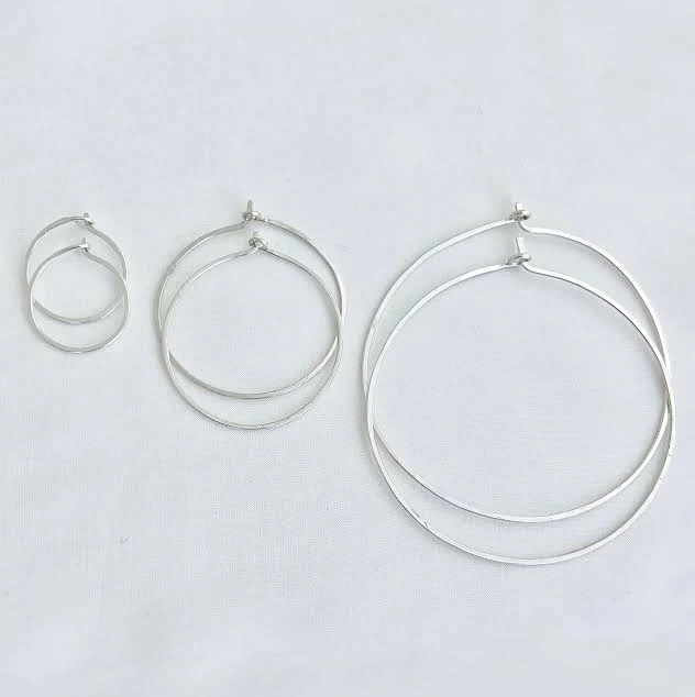 Honey + Ice Hammered Textured Sterling Silver Hoop Earrings