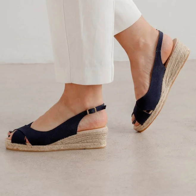 Oliva Organic Canvas Espadrille Wedge Sandals