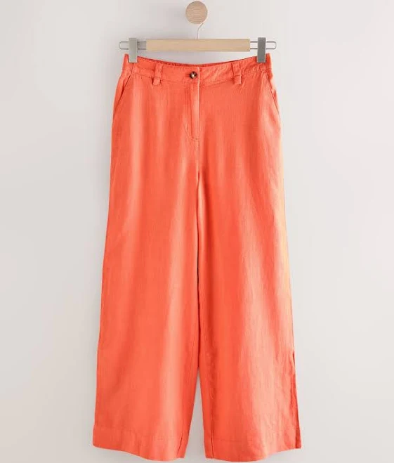 Next Women's Smart Front Linen Blend Wide Leg Trousers