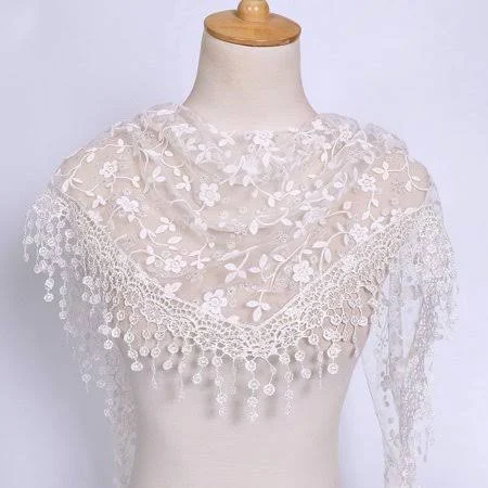 Women's Lightweight Soft Leaf Lace Shawl