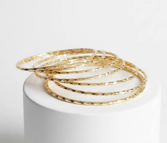 Women's Sparkling Gold Filled Bangle Set of 7