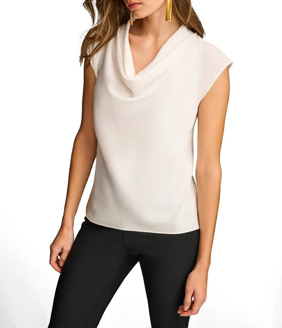 Donna Karan Women's Cowl-Neck Cap-Sleeve Top
