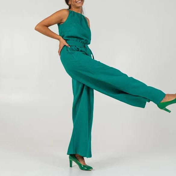 Women's Wide Leg Organic Linen Jumpsuit