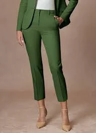 Whitney Olive Refined Weave Performance Cropped Dress Pants