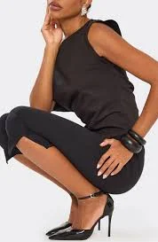 Weekly Ankle Strap Pointed Toe Stiletto Heel In Black Patent