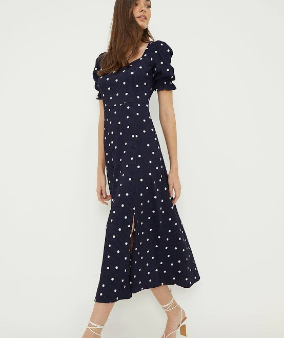 Dorothy Perkins Women's Spot Sweetheart Satin Midi Dress