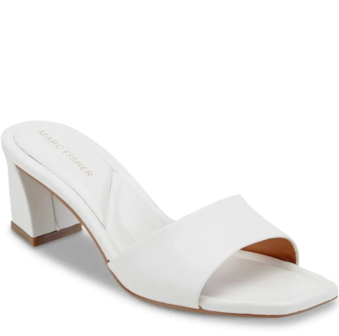 Marc Fisher Women's Gelso Slip-On Square Toe Block Sandals