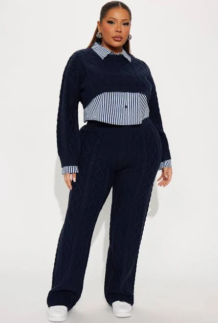 Fashion Nova Cropped Long Sleeve Sweater Pant Set